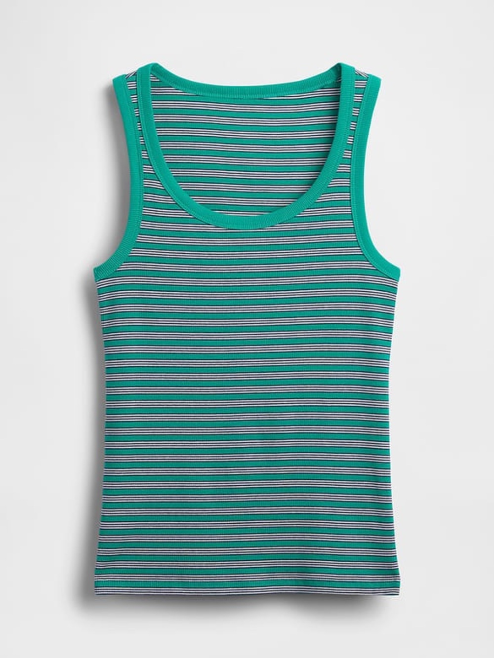NWT Gap Rib Scoop Tank Top Green Stripe Size Medium Tall - Picture 5 of 10